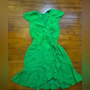 Elegant Green faux Wrap Dress